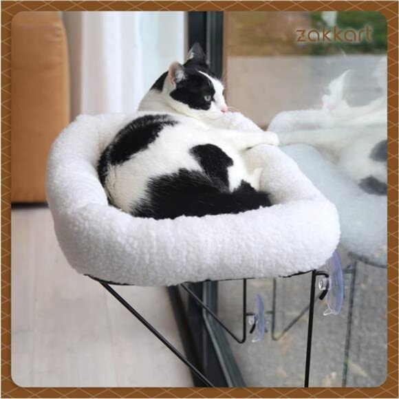Cat Window Perch - 100% Metal Supported from Below -Comes with Warm Spacious Bed - Picture 2 of 14